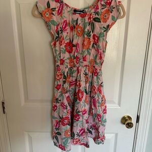 Lands' End Pink and Orange Floral Kids Dress